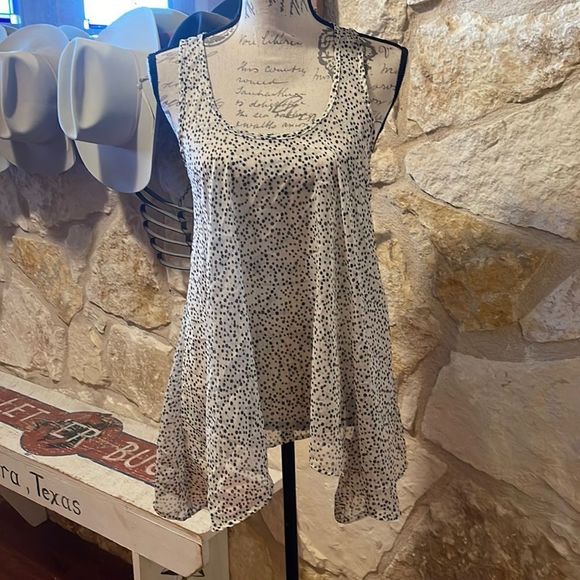 Tramp Tops - Tramp Racer Back Sheer Black and White Top, Size Medium